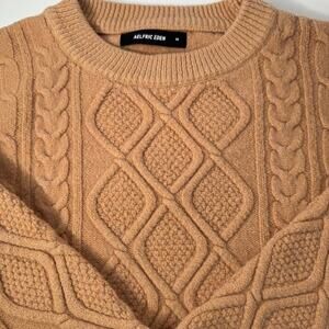 Aelfric Eden Wool Sweater Brown Medium Cable-knit Womens